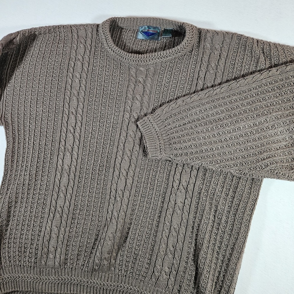 Etchings Sweater Mens Large Cable Knit Fishermans Chunky Knit Vntg Grandpacore